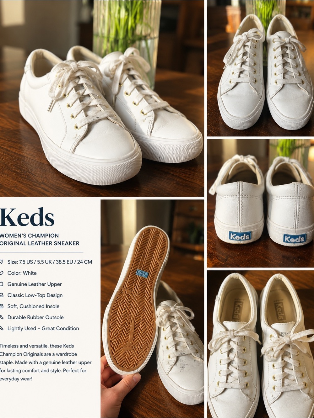 Keds Champion Original White Leather Sneakers Women’s 7